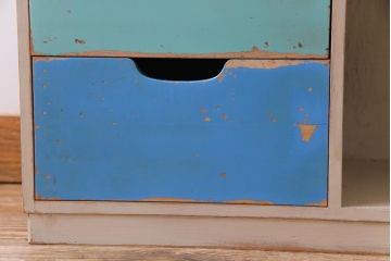 レトロ家具　昭和レトロ　パステルカラーの引き出しが愛らしい収納棚(引き出し)