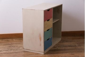 レトロ家具　昭和レトロ　パステルカラーの引き出しが愛らしい収納棚(引き出し)