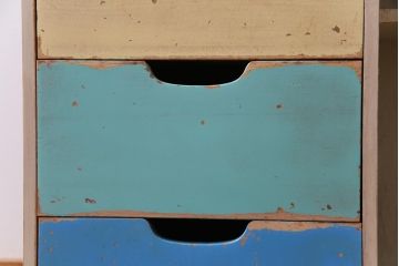 レトロ家具　昭和レトロ　パステルカラーの引き出しが愛らしい収納棚(引き出し)