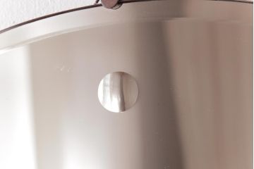 アンティーク雑貨　イギリスビンテージ　小さな丸のカットがシンプルで可愛らしいウォールミラー(壁掛け鏡)
