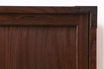 アンティーク家具　和製アンティーク　前面ケヤキ材　味わいのある趣が和の雰囲気を引き立てる帳場箪笥(収納棚、キャビネット)