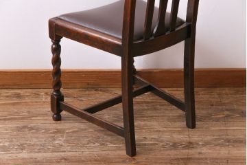 アンティーク家具　イギリスアンティーク　オーク材　上品で味わい深いダイニングチェア(ワークチェア、椅子)(1)