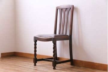 アンティーク家具　イギリスアンティーク　オーク材　上品で味わい深いダイニングチェア(ワークチェア、椅子)(2)