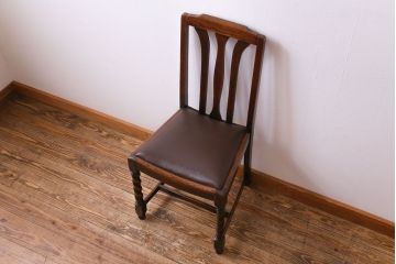 アンティーク家具　イギリスアンティーク　オーク材　上品で味わい深いダイニングチェア(ワークチェア、椅子)(2)