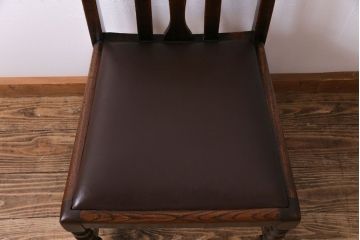 アンティーク家具　イギリスアンティーク　オーク材　上品で味わい深いダイニングチェア(ワークチェア、椅子)(2)