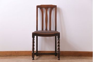 アンティーク家具　イギリスアンティーク　オーク材　上品で味わい深いダイニングチェア(ワークチェア、椅子)(3)