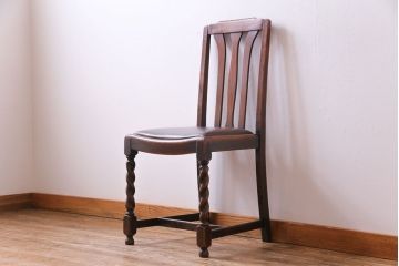 アンティーク家具　イギリスアンティーク　オーク材　上品で味わい深いダイニングチェア(ワークチェア、椅子)(3)