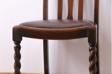 アンティーク家具　イギリスアンティーク　オーク材　上品で味わい深いダイニングチェア(ワークチェア、椅子)(3)