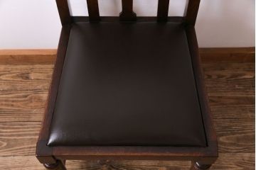 アンティーク家具　イギリスアンティーク　オーク材　挽き物の脚が目を引くダイニングチェア(ワークチェア、椅子)(1)