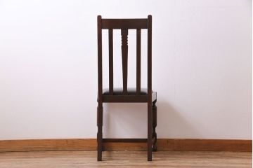 アンティーク家具　イギリスアンティーク　オーク材　挽き物の脚が目を引くダイニングチェア(ワークチェア、椅子)(1)