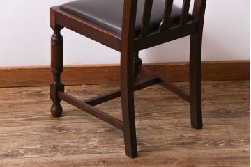アンティーク家具　イギリスアンティーク　オーク材　挽き物の脚が目を引くダイニングチェア(ワークチェア、椅子)(1)