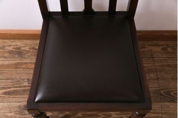 アンティーク家具　イギリスアンティーク　オーク材　挽き物の脚が目を引くダイニングチェア(ワークチェア、椅子)(2)