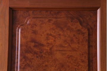 昭和中期　特注品!　花梨無垢材　鳥眼杢　両開き　高級感と存在感抜群の親子ドア(木製扉、建具、カリン材)