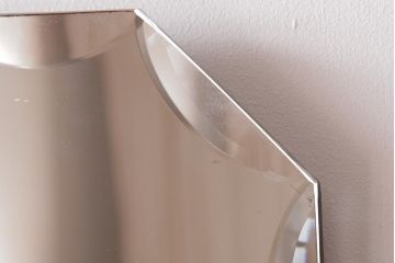 アンティーク雑貨　イギリスビンテージ　カットガラスのシンプルなオクタゴンミラー(鏡)