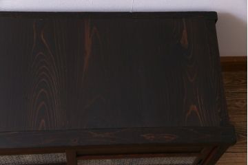 和製アンティーク　ラフジュ工房オリジナル　花菱模様ガラス入り　レトロな雰囲気のローボード(収納棚)