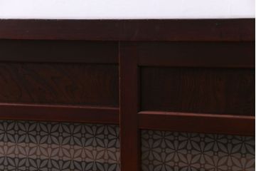 和製アンティーク　ラフジュ工房オリジナル　花菱模様ガラス入り　レトロな雰囲気のローボード(収納棚)