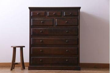 中古　北海道民芸家具　深い色味が魅力的なチェスト(整理箪笥、引き出し)(定価約24万円)