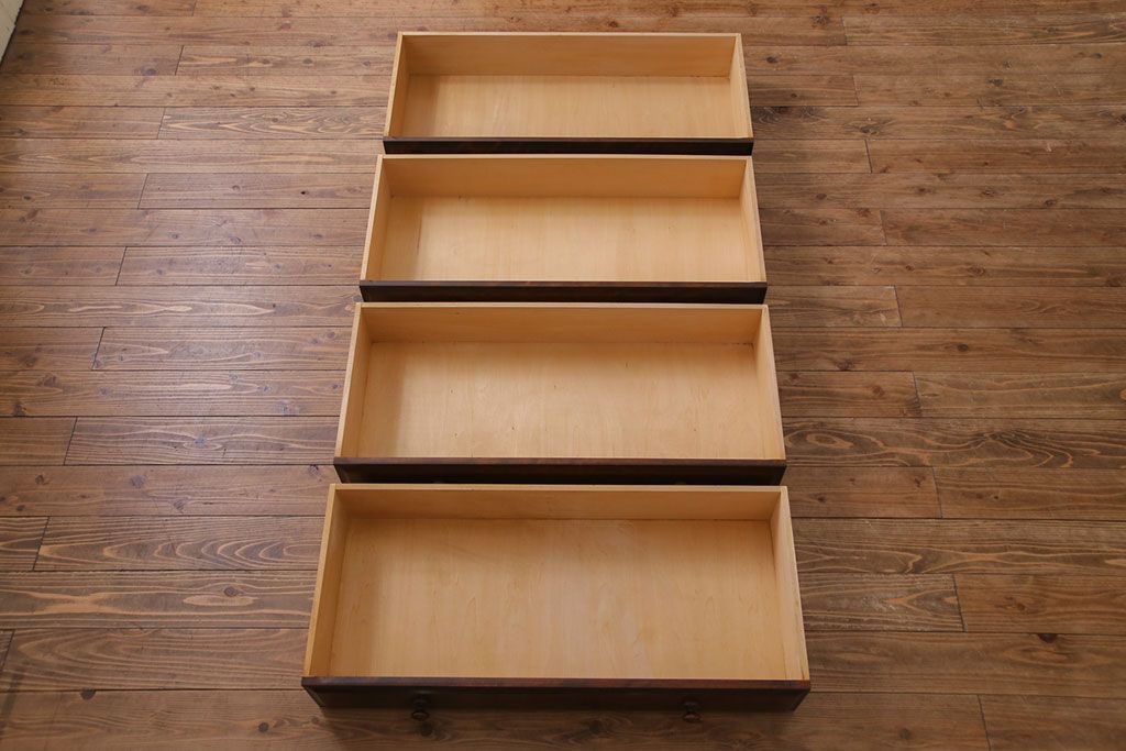 中古　北海道民芸家具　深い色味が魅力的なチェスト(整理箪笥、引き出し)(定価約24万円)