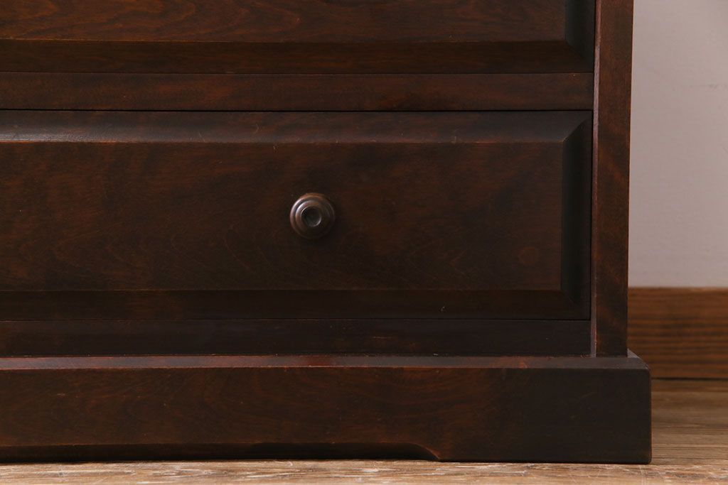 中古　北海道民芸家具　深い色味が魅力的なチェスト(整理箪笥、引き出し)(定価約24万円)