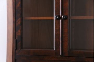 中古　北海道民芸家具　#145　和洋どちらの空間にも馴染むシックな隅棚(コーナーキャビネット、飾り棚)