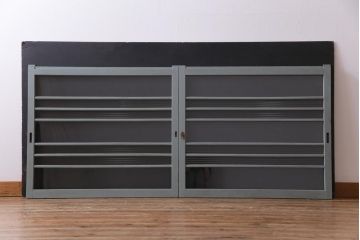 ペイント家具　モールガラス入り!淡い色味がおしゃれなガラス戸(窓、引き戸、建具)2枚組