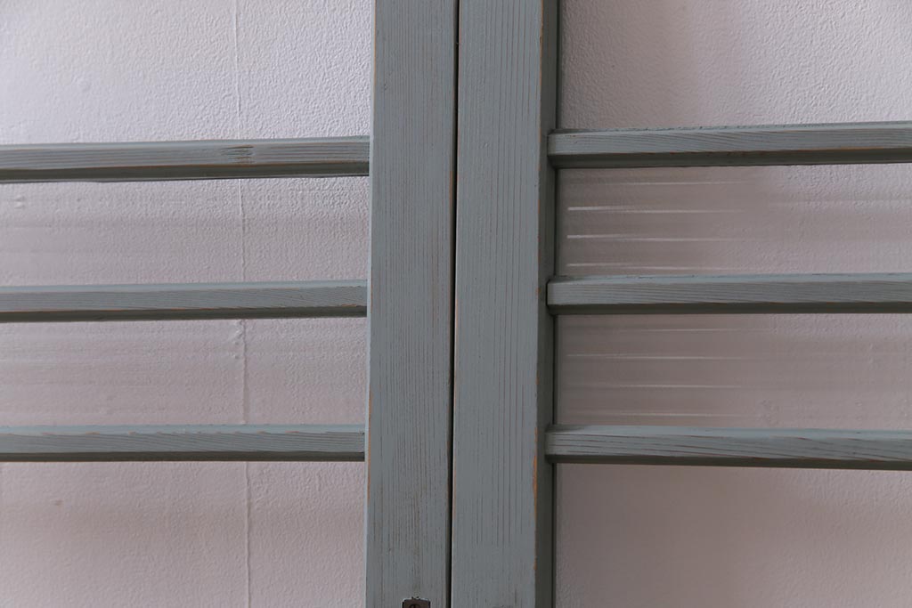 ペイント家具　モールガラス入り!淡い色味がおしゃれなガラス戸(窓、引き戸、建具)2枚組