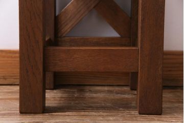 レトロ家具　昭和レトロ　懐かしさと温もり溢れるナラ材製の学校スツール(角スツール、花台)(2)