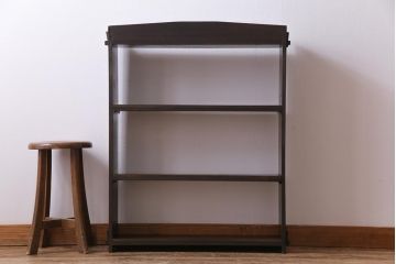 レトロ家具　昭和レトロ　シックな空間にも馴染む濃い色味の本棚(ウッドシェルフ、飾り棚)