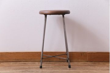 ラフジュ工房オリジナル　コンパクトで可愛らしいスツール(鉄脚チェア、椅子、イス)(R-031539)(1)