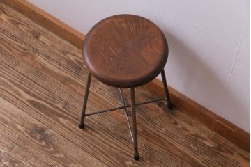 ラフジュ工房オリジナル　コンパクトで可愛らしいスツール(鉄脚チェア、椅子、イス)(R-031539)(1)