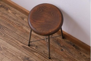 ラフジュ工房オリジナル　コンパクトで可愛らしいスツール(鉄脚チェア、椅子)(3)