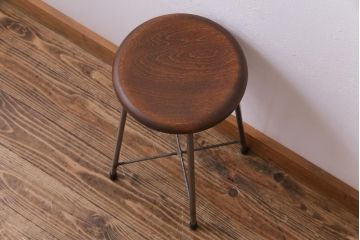 ラフジュ工房オリジナル　丸い座面がおしゃれな鉄脚スツール(チェア、椅子)(1)