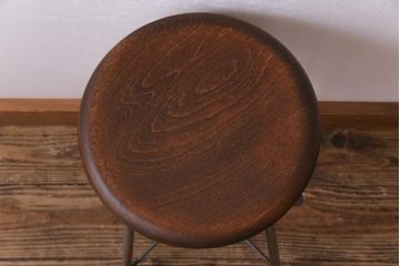 ラフジュ工房オリジナル　丸い座面がおしゃれな鉄脚スツール(チェア、椅子)(1)