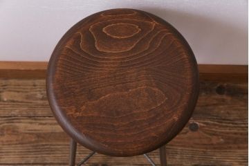 ラフジュ工房オリジナル　丸い座面がおしゃれな鉄脚スツール(チェア、椅子)(2)