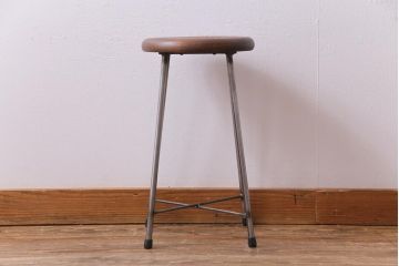 ラフジュ工房オリジナル　丸い座面がおしゃれな鉄脚スツール(チェア、椅子)(2)