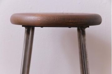 ラフジュ工房オリジナル　丸い座面がおしゃれな鉄脚スツール(チェア、椅子)(3)
