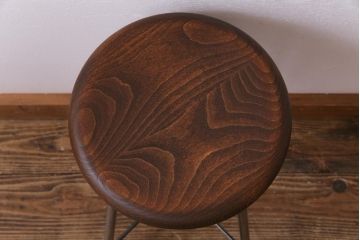 ラフジュ工房オリジナル　丸い座面がおしゃれな鉄脚スツール(チェア、椅子)(3)