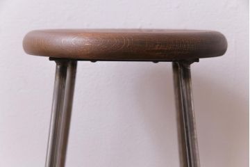 ラフジュ工房オリジナル　細身の鉄脚が格好いい丸スツール(チェア、椅子)(1)