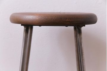 ラフジュ工房オリジナル　細身の鉄脚が格好いい丸スツール(チェア、椅子)(2)