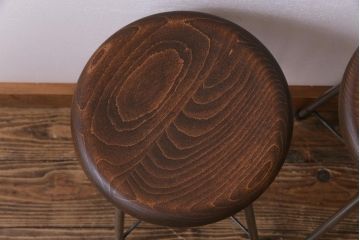 ラフジュ工房オリジナル　細身のデザインがおしゃれなアイアンスツール(椅子、チェア)2脚セット