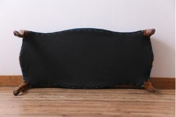 アンティーク家具　フランスアンティーク　ゴブラン織り　シックなファブリックが高級感漂うアンティークベンチ(椅子)