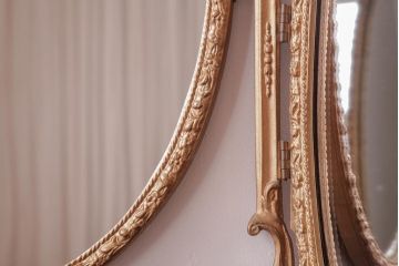 アンティーク雑貨　イギリスアンティーク　リッチな雰囲気漂うオーバル三面鏡(スタンドミラー)