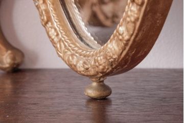 アンティーク雑貨　イギリスアンティーク　リッチな雰囲気漂うオーバル三面鏡(スタンドミラー)
