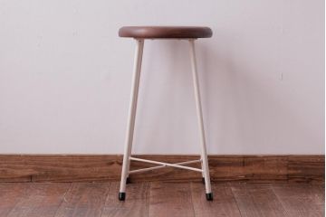 ラフジュ工房オリジナル　ペイントチェア　ナチュラルな雰囲気がお洒落な鉄脚丸スツール(チェア、椅子)