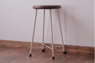 ラフジュ工房オリジナル　ペイントチェア　ナチュラルな雰囲気がお洒落な鉄脚丸スツール(チェア、椅子)