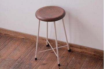 ラフジュ工房オリジナル　ペイントチェア　ナチュラルな雰囲気がお洒落な鉄脚丸スツール(チェア、椅子)