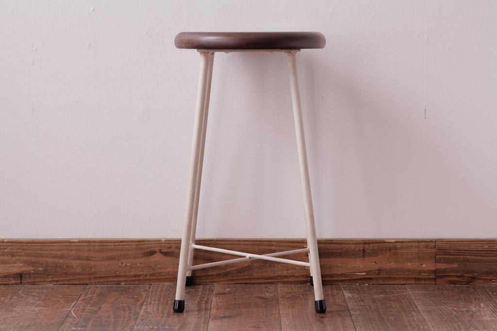 ラフジュ工房オリジナル　ペイントチェア　ナチュラルな雰囲気がお洒落な鉄脚丸スツール(チェア、椅子)(1)