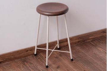 ラフジュ工房オリジナル　ペイントチェア　ナチュラルな雰囲気がお洒落な鉄脚丸スツール(チェア、椅子)(1)