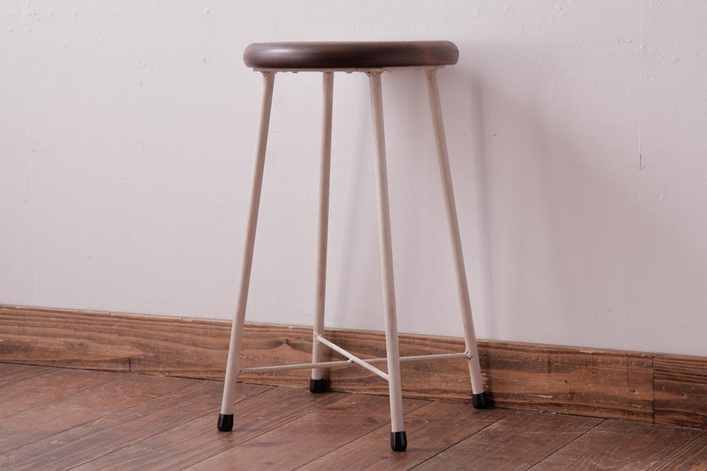ラフジュ工房オリジナル　ペイントチェア　ナチュラルな雰囲気がお洒落な鉄脚丸スツール(チェア、椅子)(1)