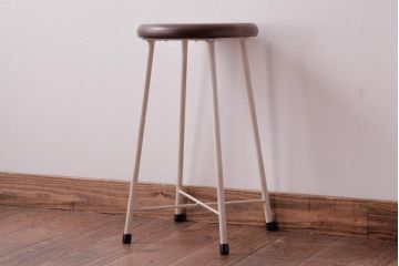 ラフジュ工房オリジナル　ペイントチェア　ナチュラルな雰囲気がお洒落な鉄脚丸スツール(チェア、椅子)(1)
